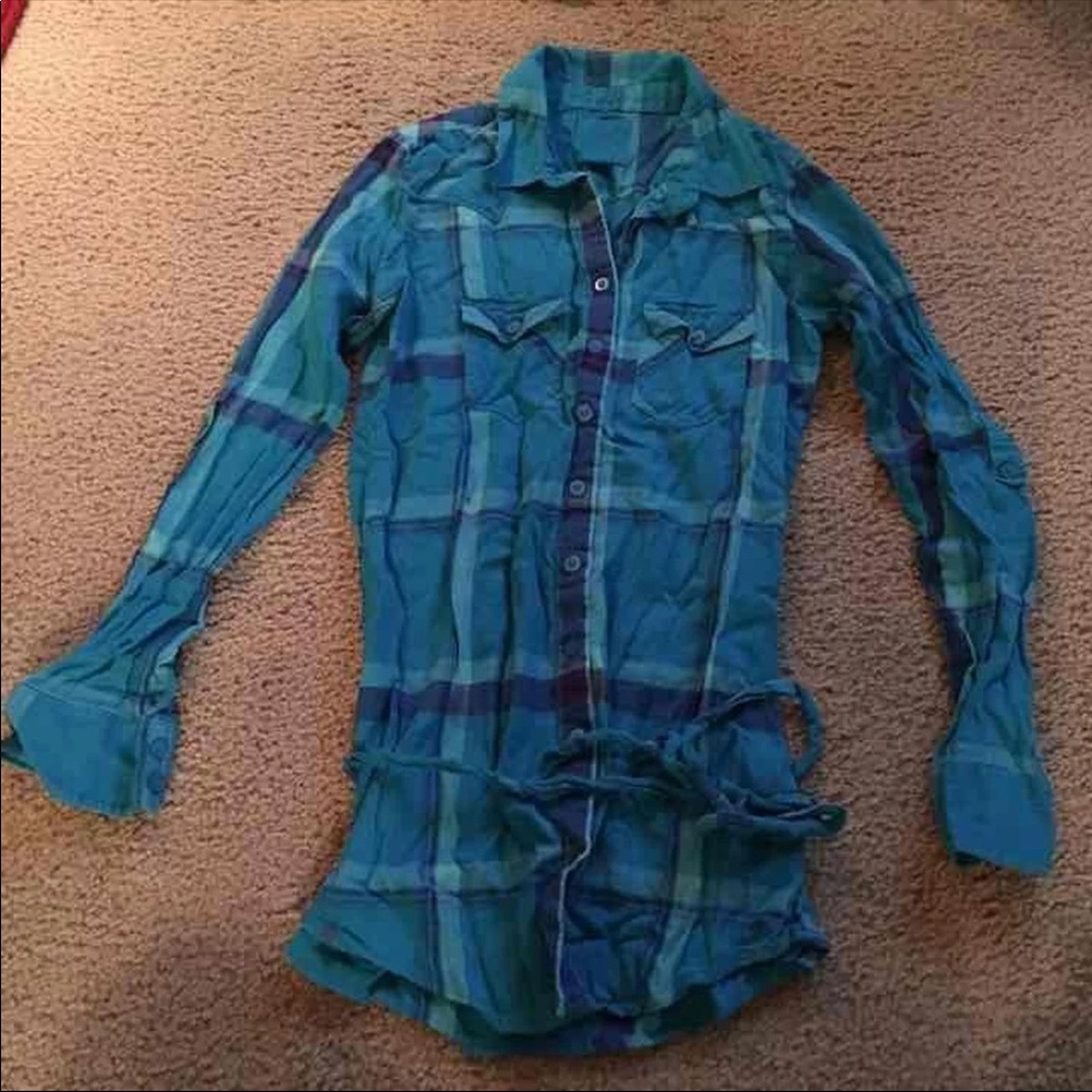 Nollie Plaid Belted Woven Tunic